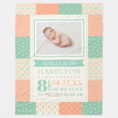 Birth Stats Foto Baby Fleecedecke (Vorderseite)