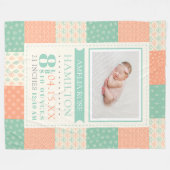 Birth Stats Foto Baby Fleecedecke (Vorderseite (Horizontal))
