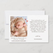 Birth Stats Foto Babydusche Geburtsankündigung Dankeskarte (Rückseite)