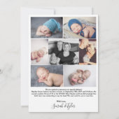 Birth Stats Foto Geburtsankündigung Ankündigung (Rückseite)