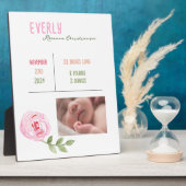 Birth Stats Foto Plaque for Baby Girl Fotoplatte (Seite)