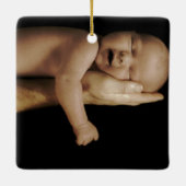 Birth Stats Hipster Baby Girl Retro Lil Lady Keramikornament (Rückseite)