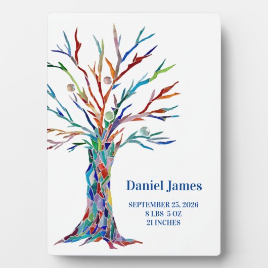 Birth Stats Kinderzimmer Tabletop Plaque mit Easel Fotoplatte (Vorderseite)