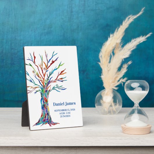 Birth Stats Kinderzimmer Tabletop Plaque mit Easel Fotoplatte (Seite)