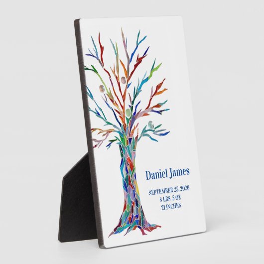 Birth Stats Kinderzimmer Tabletop Plaque mit Easel Fotoplatte (Seite)