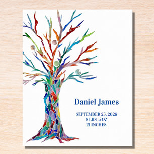 Birth Stats Kinderzimmer Tabletop Plaque mit Easel Fotoplatte