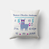 Birth Stats Llama Baby Boy Newborn Geschenk Kissen (Rückseite)