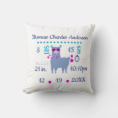 Birth Stats Llama Baby Boy Newborn Geschenk Kissen (Vorderseite)