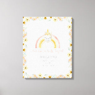 Birth Stats Magic Unicorn Baby Girl Leinwanddruck