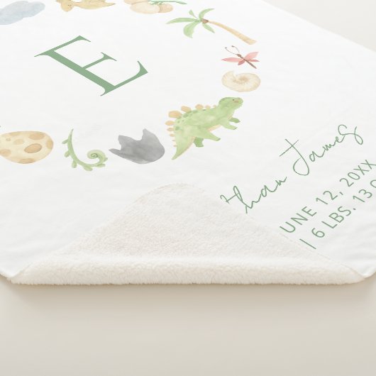 Birth Stats Monogram Wreath Niedlich Dinosaurier G Sherpadecke (3/4)