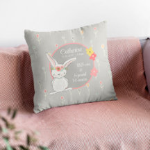Birth Stats Pillow mit wenig Bunny