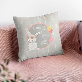 Birth Stats Pillow mit wenig Bunny Kissen
