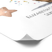 Birth Stats Pink Baby Bear Clouds Kinderzimmer Wal Poster (Ecke)