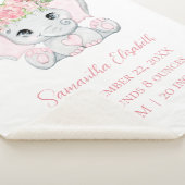 Birth Stats Pink Baby Elephant Baby Blanket Sherpadecke (3/4)