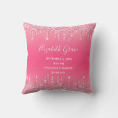 Birth Stats Pink Dripping Glitzer Baby Girl Trendy Kissen (Rückseite)