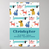 Birth Stats Print Funny Dogs Poster (Vorne)