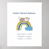 Birth Stats Rainbow Boho New Baby Boy Poster (Vorne)