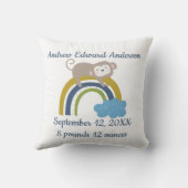 Birth Stats Rainbow Sleeping Animal Baby Gift Kissen (Rückseite)