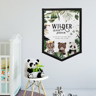 Birth Stats Room Décor   Jungle Animal Kids Name Wimpel