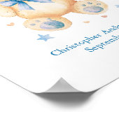 Birth Stats Teddy Bear Blue Bow Baby Boy Kinderzim Poster (Ecke)