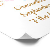 Birth Stats Unicorn Pink Blue Gold, Girl Poster (Ecke)