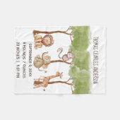 Birth Stats Woodland Jungle Safari Animals Baby Fleecedecke (Vorderseite (Horizontal))