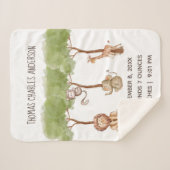 Birth Stats Woodland Jungle Safari Animals Baby Sherpadecke (Vorderseite (Horizontal))