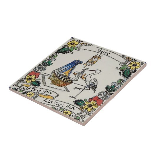 Birth Tile, Dutch Look, Personalize Fliese (Seite)