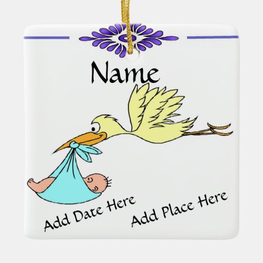 Birth Tile, Dutch Look, Personalize Keramikornament (Vorderseite)