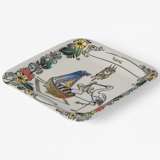 Birth Tile, Dutch Look, Personalize Pappteller (Gewinkelt)