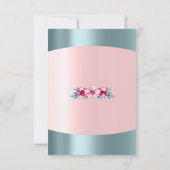 Birthay 16. Bridal Floral Pink Blau Wasser Aqua Einladung (Rückseite)