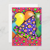 Birthay Party Hats Einladungspostkarte (Vorne/Hinten)