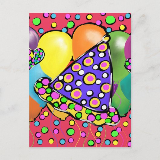 Birthay Party Hats Einladungspostkarte (Vorderseite)