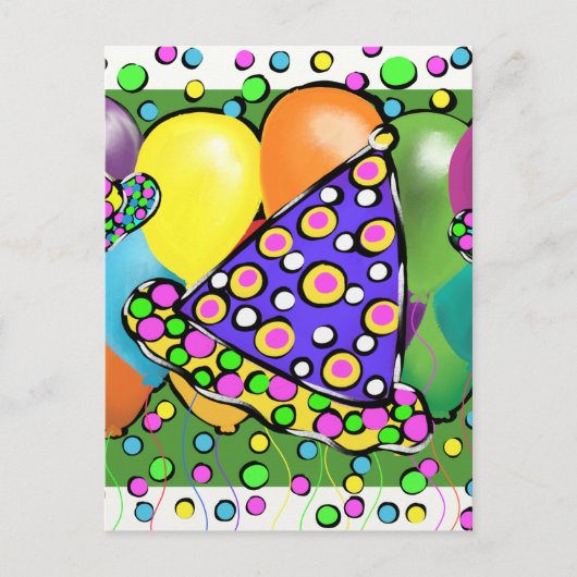 Birthay Party Hats Einladungspostkarte (Vorderseite)