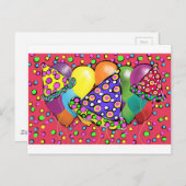 Birthay Party Hats Einladungspostkarte (Vorne/Hinten)