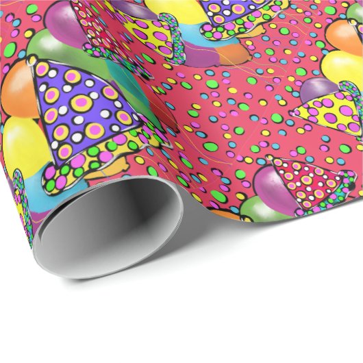 Birthay Party Hats Geschenkpapier (Rolleneckpunkt)