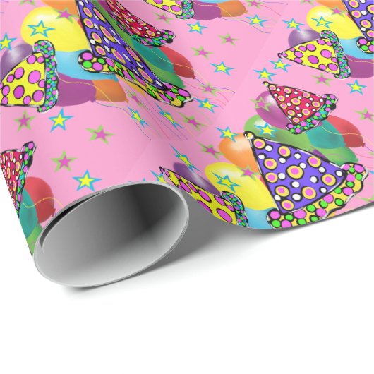 Birthay Party Hats Geschenkpapier (Rolleneckpunkt)