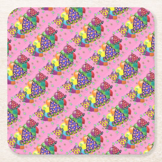 Birthay Party Hats Rechteckiger Pappuntersetzer (Vorderseite)