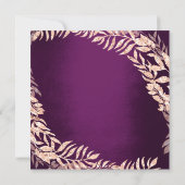 Birthda Party Wreath Glitzer Rose Gold Plum Lila Einladung (Rückseite)