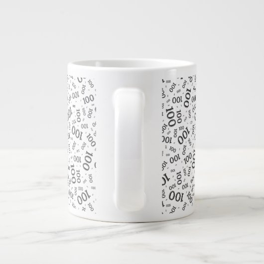 Birthday 100 Black/White Random Number Pattern Jumbo-Tasse (Rückseite)