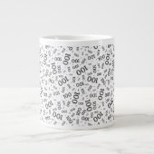 Birthday 100 Black/White Random Number Pattern Jumbo-Tasse (Vorderseite)