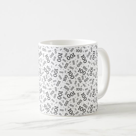 Birthday 100 Black/White Random Number Pattern  Kaffeetasse (VorderseiteRechts)