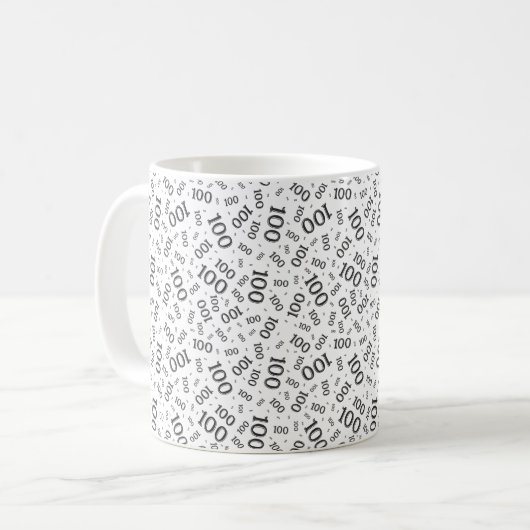Birthday 100 Black/White Random Number Pattern  Kaffeetasse (Vorderseite Links)