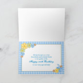 BIRTHDAY - 100th - BLUE GINGHAM/FLOWERS Karte (Innenseite)