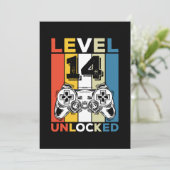 Birthday 14th Level Unlocked 14 Gaming Vintage Einladung (Stehend Vorderseite)