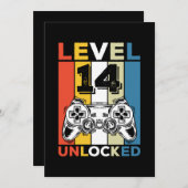 Birthday 14th Level Unlocked 14 Gaming Vintage Einladung (Vorne/Hinten)
