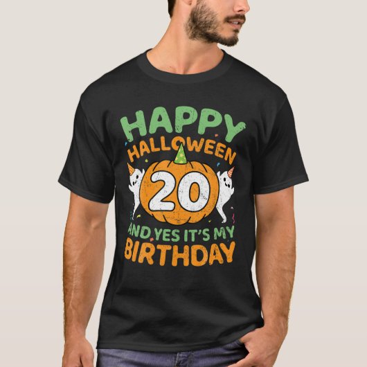 Birthday 20 Years Old Pumpkin Halloween 20Th Mens T-Shirt (Vorderseite)