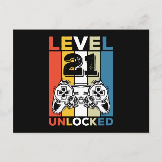 Birthday 21st Level Unlocked 21 Gaming Vintage Postkarte (Vorderseite)