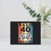 Birthday 40th Level Unlocked 40 Gaming Vintage Postkarte (Stehend Vorderseite)