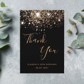 Birthday 50 Black Gold Glitzer glamourös Dankeskarte